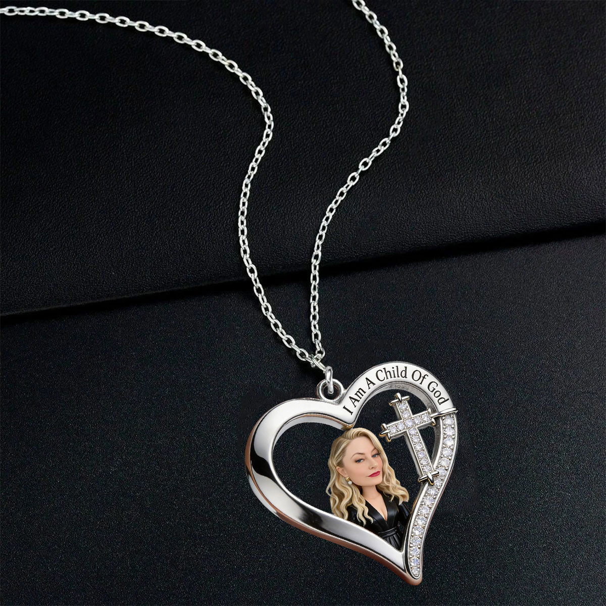 Custom Any Photo, I Am A Child Of God - Personalized Christian Shaped Metal Pendant Necklace