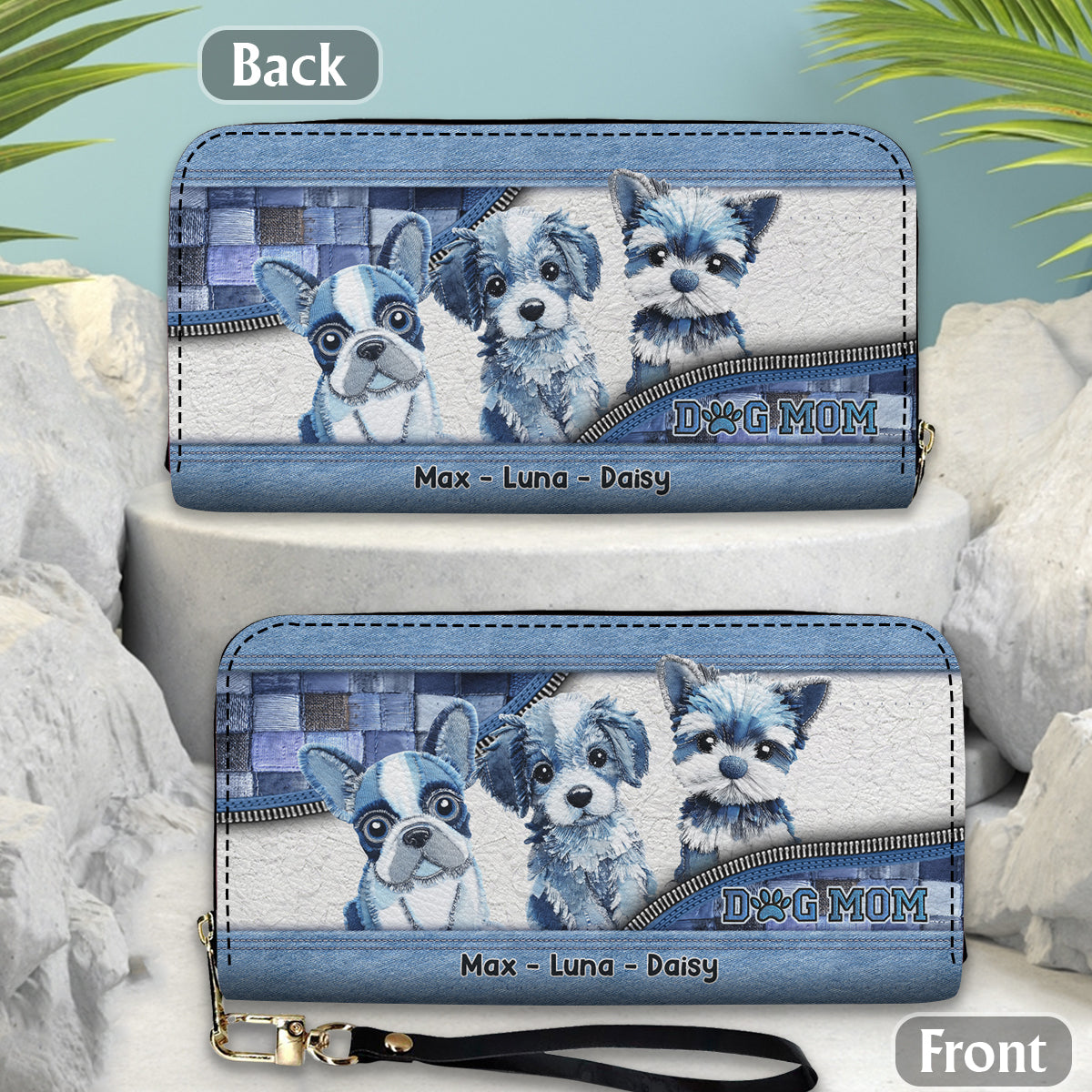 Cute Dogs - Personalized Dog Leather Long Wallet