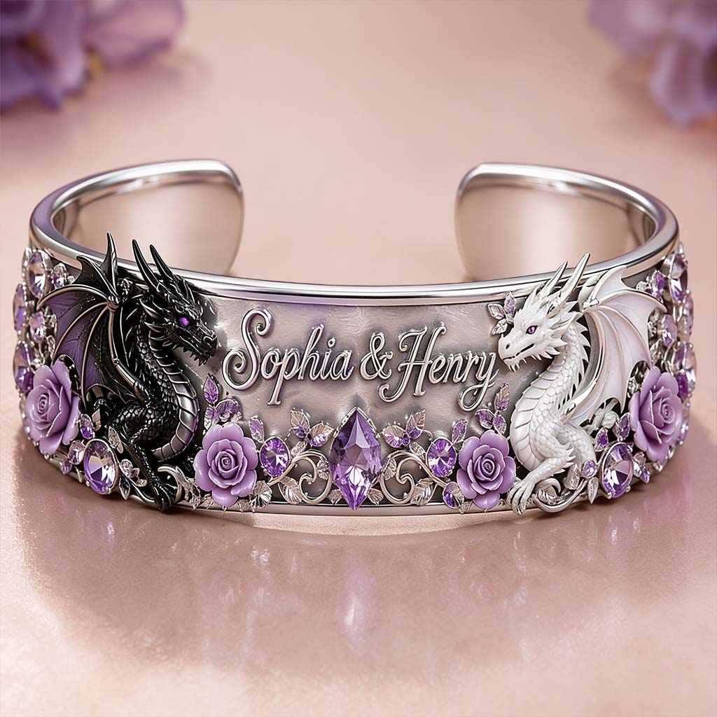 You & Me We Got This - Personalized Dragon Shaped Cuff Bracelet