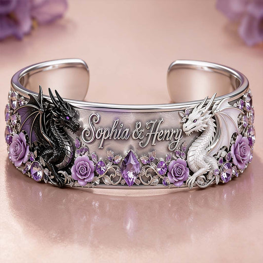 You & Me We Got This - Personalized Dragon Shaped Cuff Bracelet