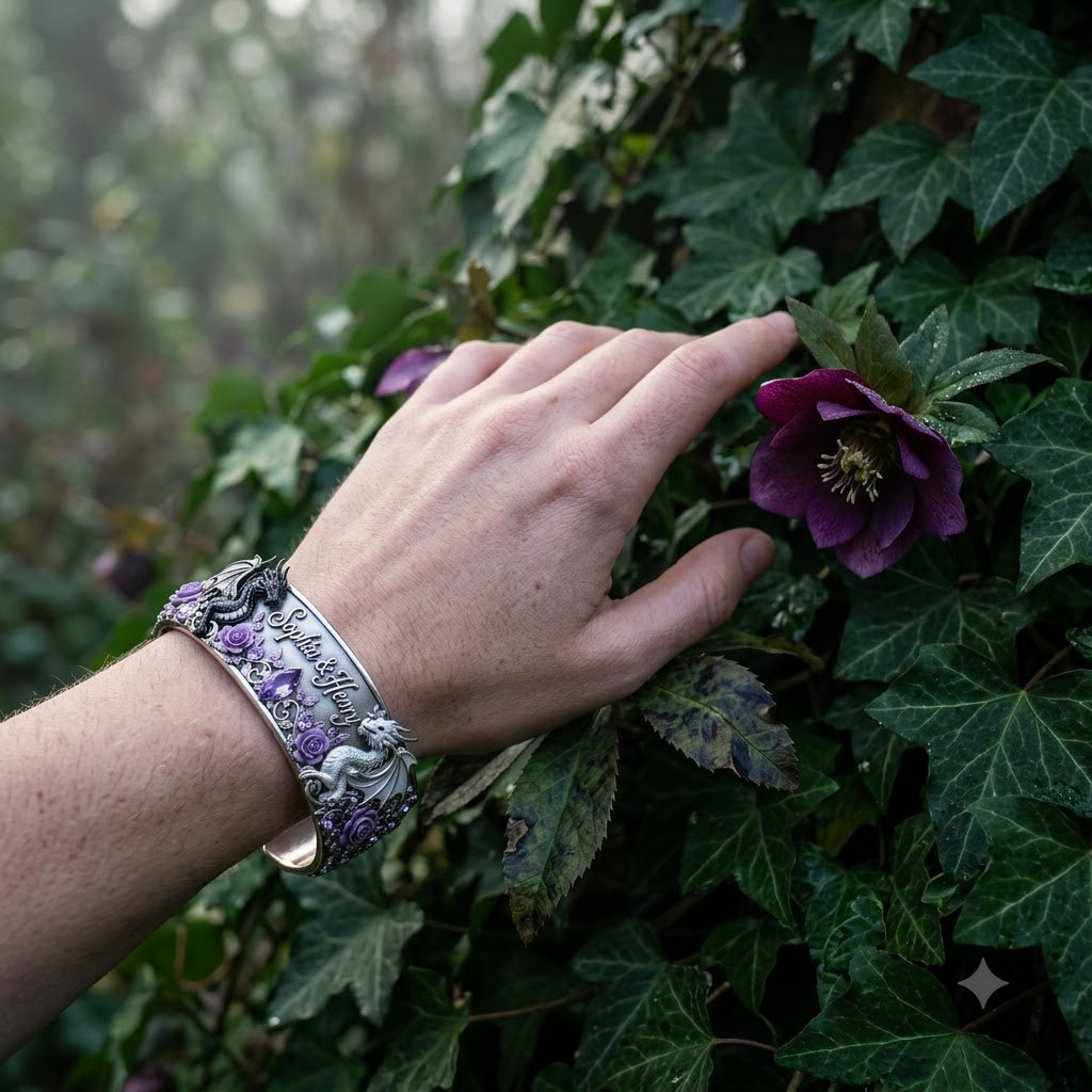 You & Me We Got This - Personalized Dragon Shaped Cuff Bracelet