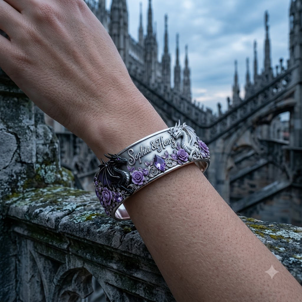 You & Me We Got This - Personalized Dragon Shaped Cuff Bracelet