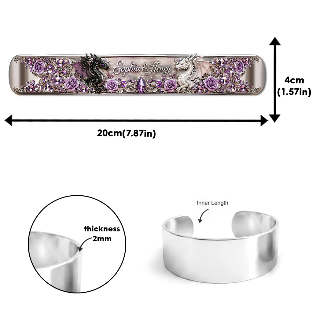 You & Me We Got This - Personalized Dragon Shaped Cuff Bracelet