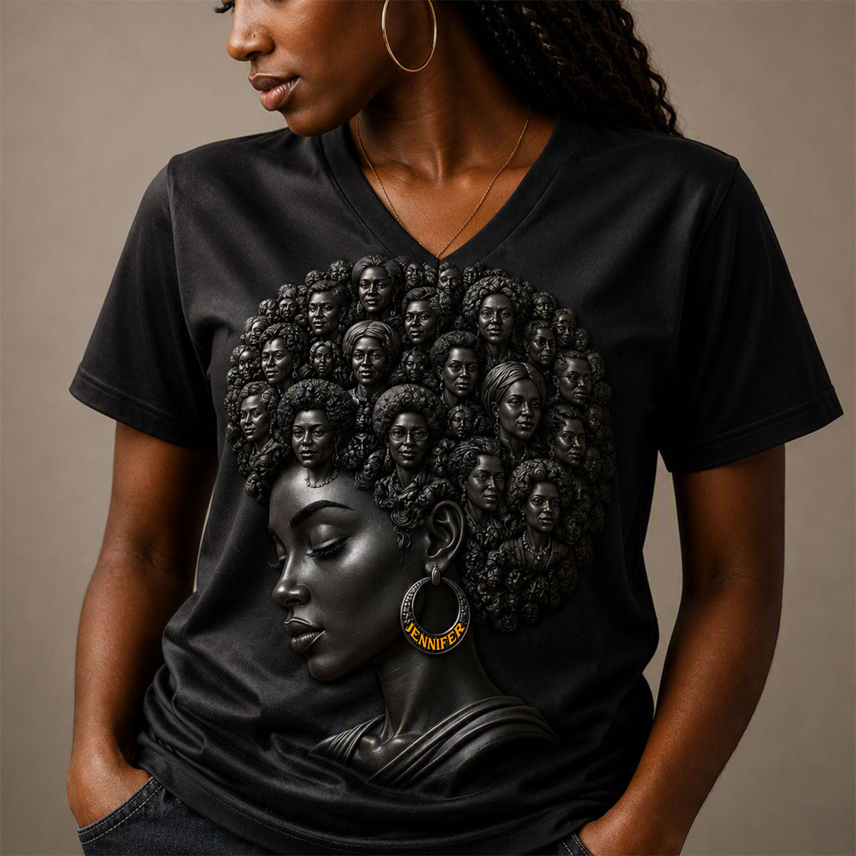 The Women Of Our Culture - Personalized African American Fully Printed V-Neck T-Shirt