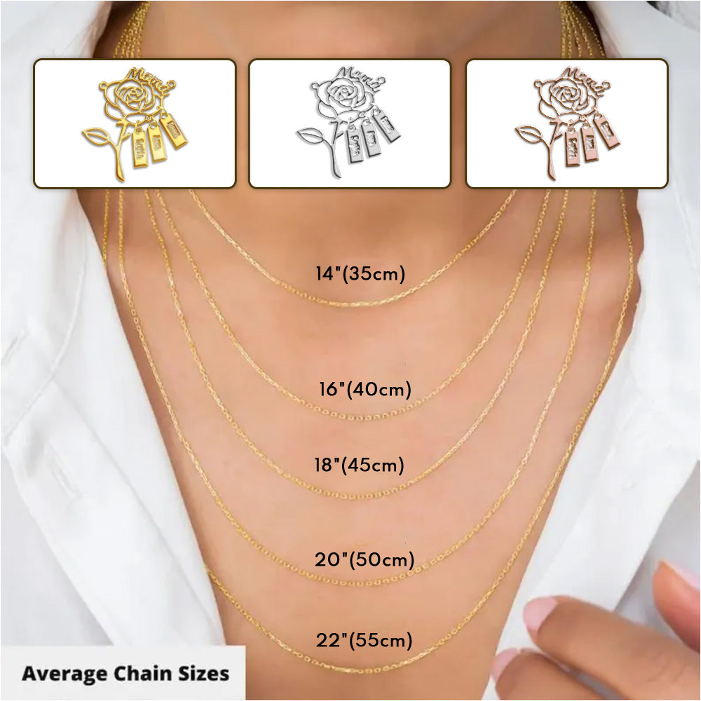 A Rose For Mom - Personalized Mother Necklace with Charms