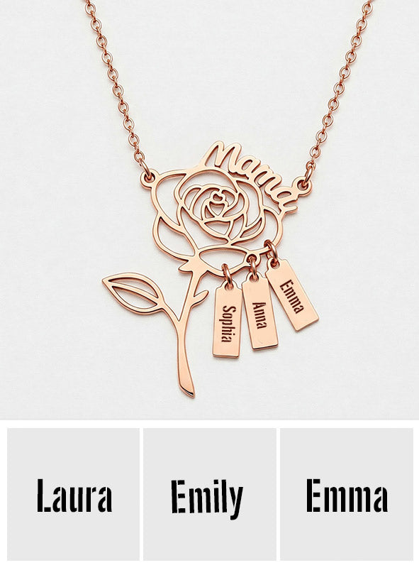 A Rose For Mom - Personalized Mother Necklace with Charms