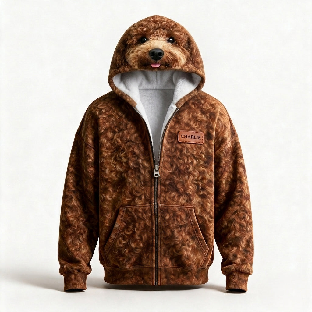 Cosplay Your Pet - Personalized Dog Full Face Zipper Hoodie