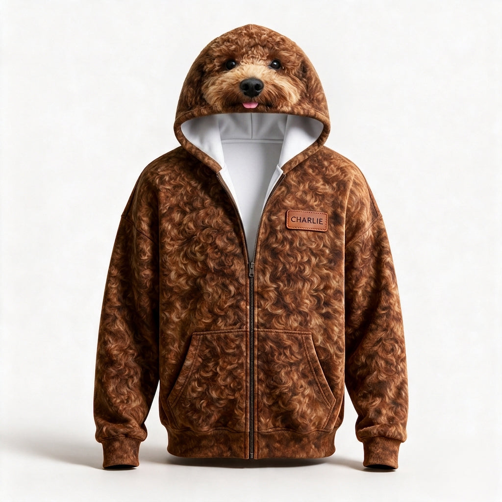 Cosplay Your Pet - Personalized Dog Full Face Zipper Hoodie