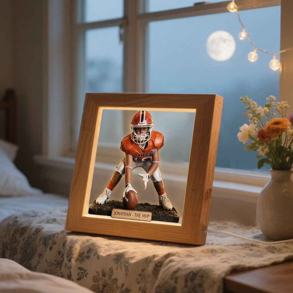 Any Sport, Any Photo - Personalized Football Wooden Frame LED Light