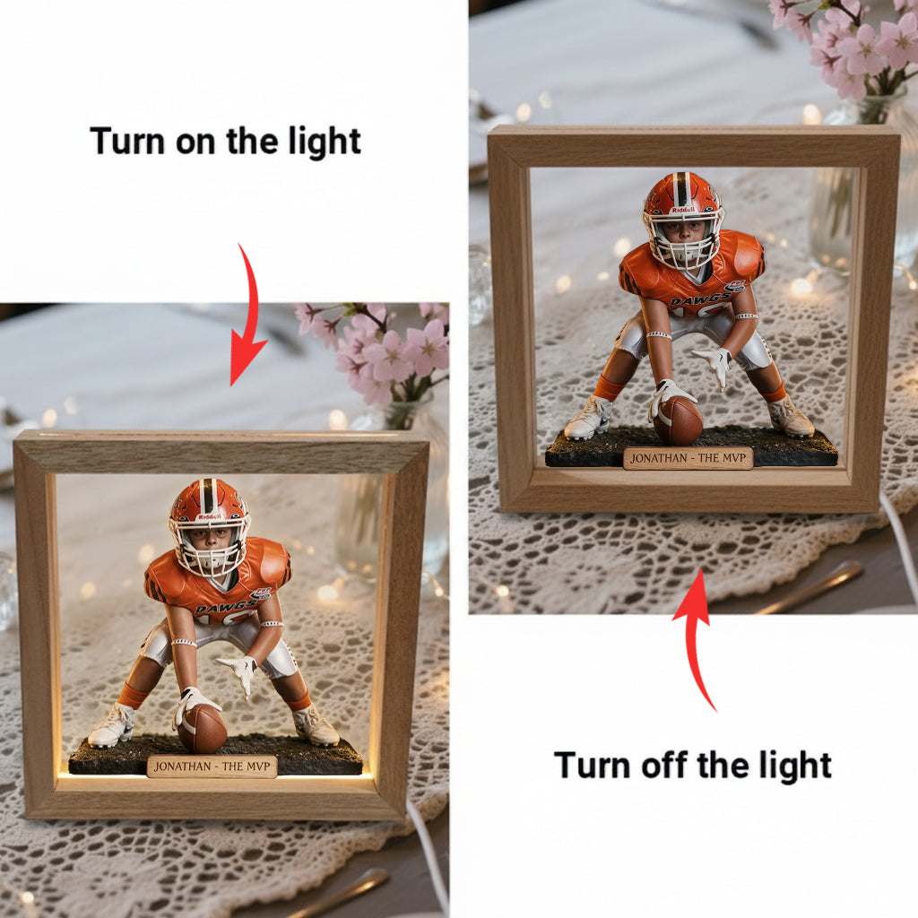 Any Sport, Any Photo - Personalized Football Wooden Frame LED Light