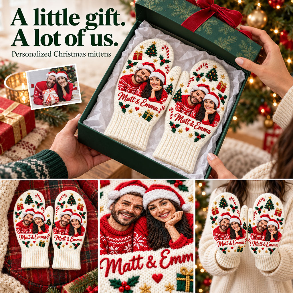 Meaningful Couple Matching Knitted Mittens - Personalized Couple Knitted Mittens