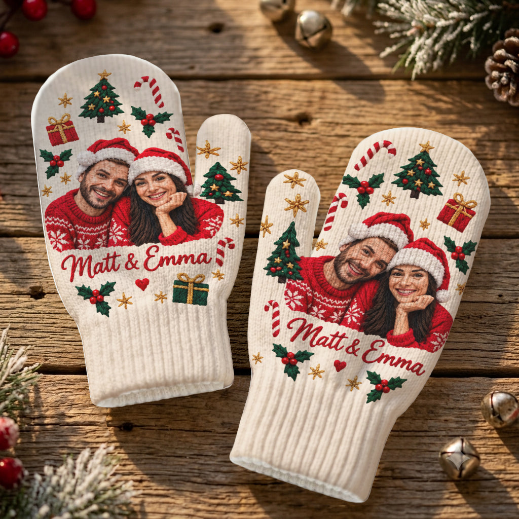 Meaningful Couple Matching Knitted Mittens - Personalized Couple Knitted Mittens