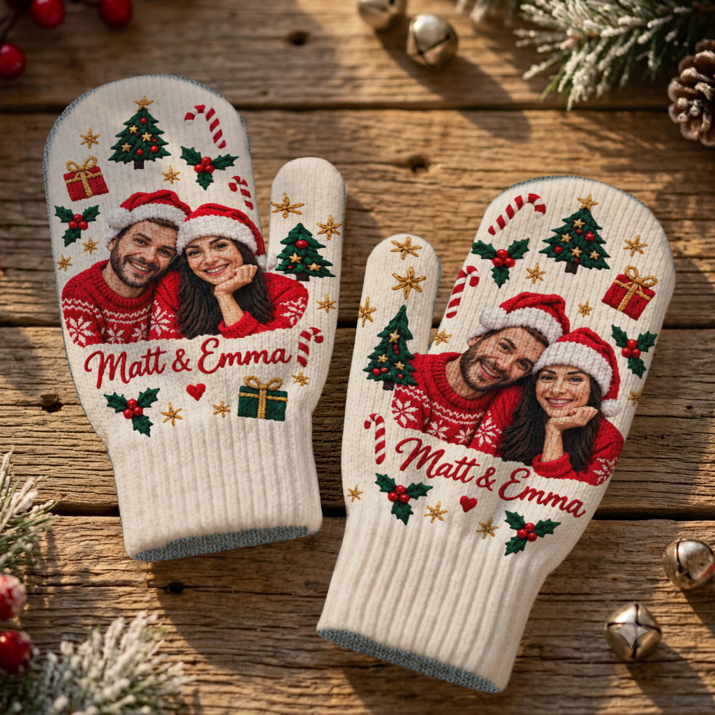 Meaningful Couple Matching Knitted Mittens - Personalized Couple Knitted Mittens