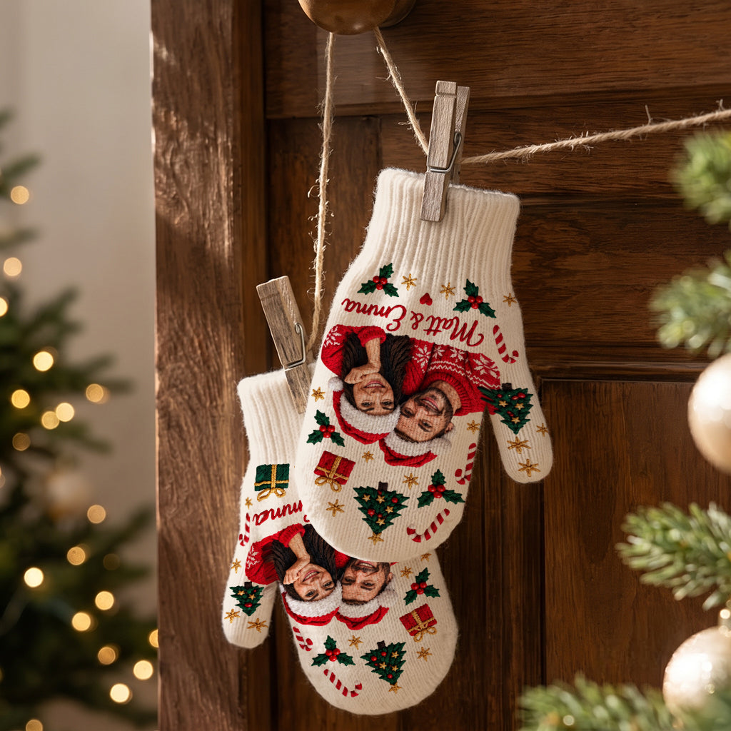 Meaningful Couple Matching Knitted Mittens - Personalized Couple Knitted Mittens