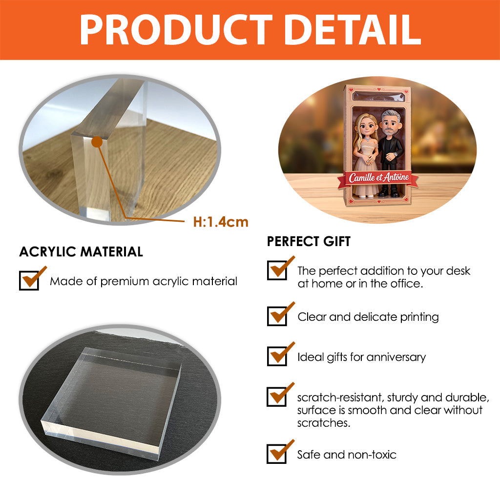 Je t'aime - Plaque En Acrylique Personnalisée Pour Couple À Forme Personnalisée