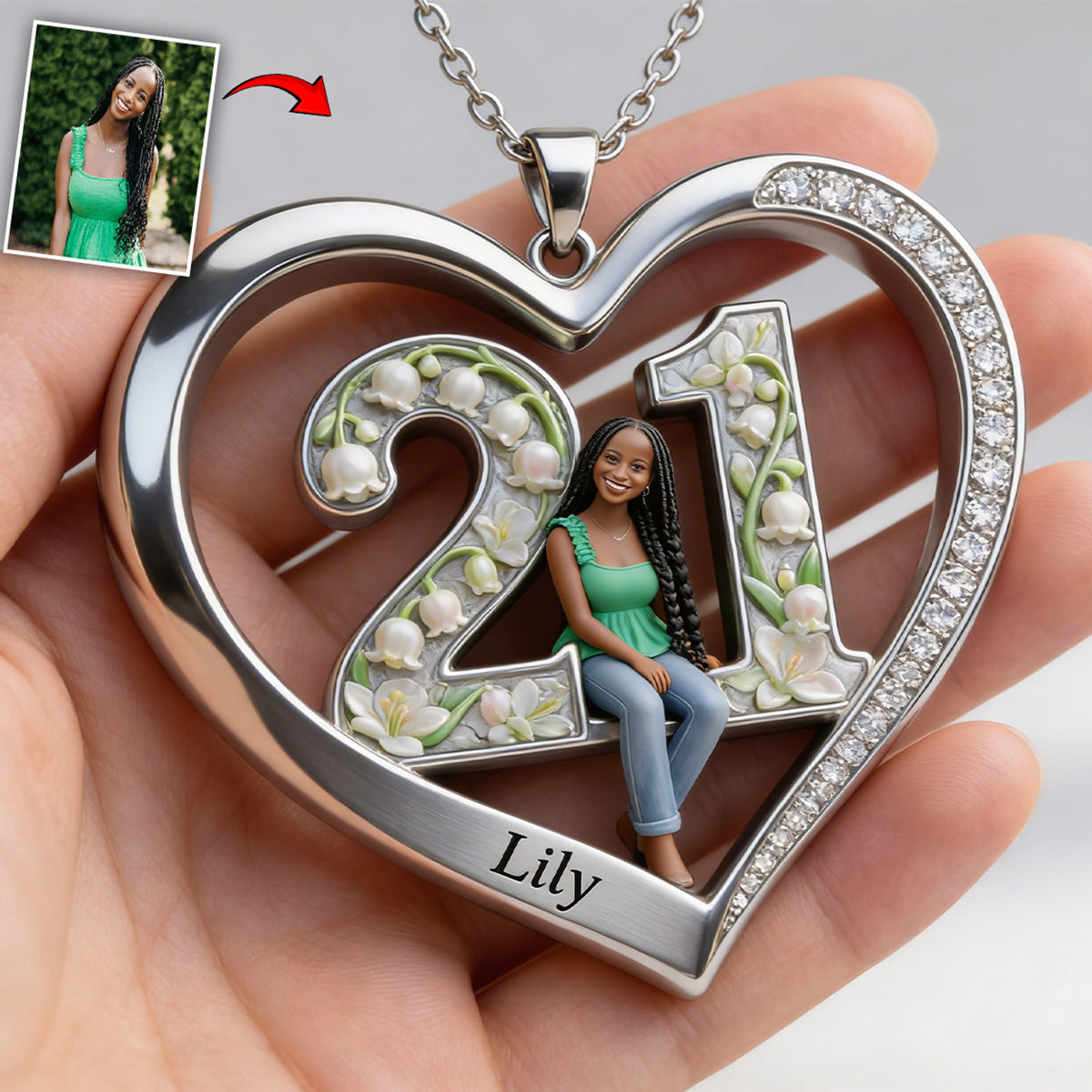Happy Birthday - Personalized Birthday Shaped Metal Pendant Necklace