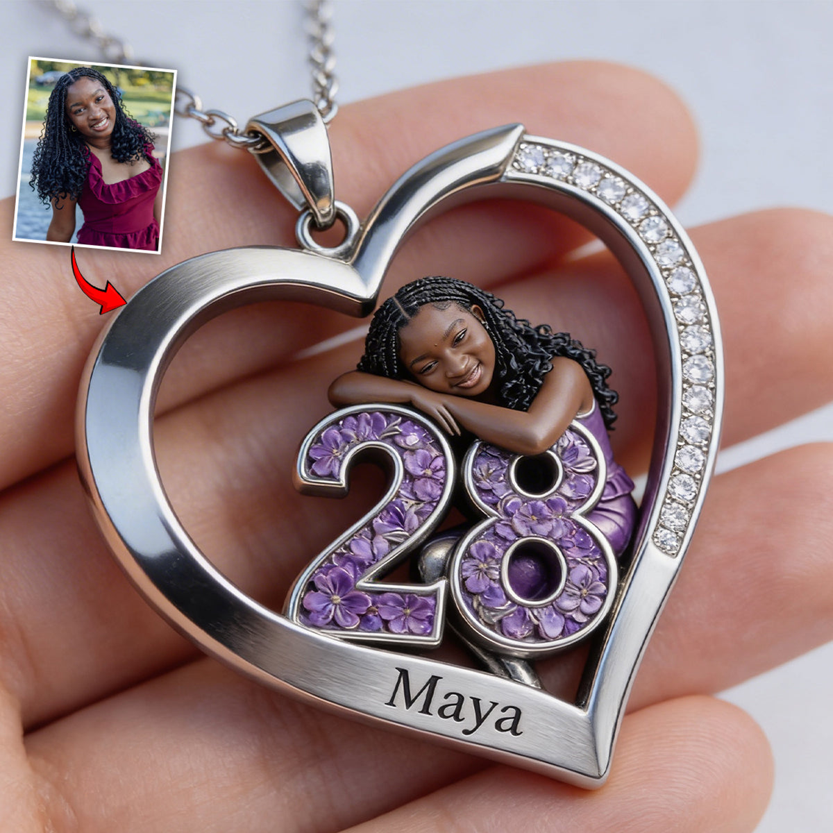Happy Birthday - Personalized Birthday Shaped Metal Pendant Necklace