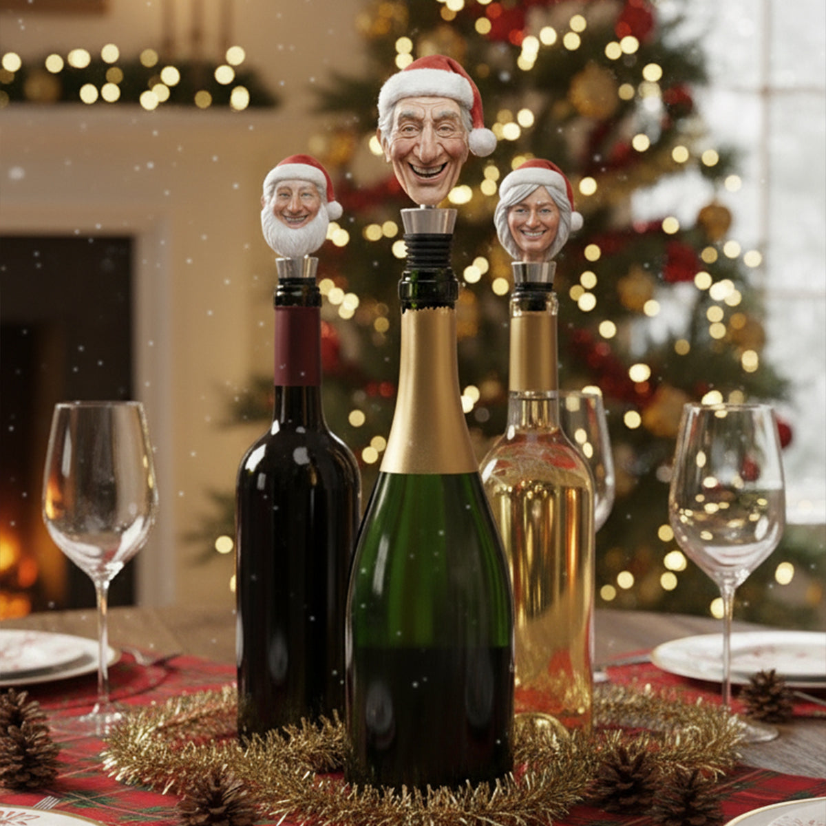Xmas Resin Caricature - Personalized Family Bottle Stopper