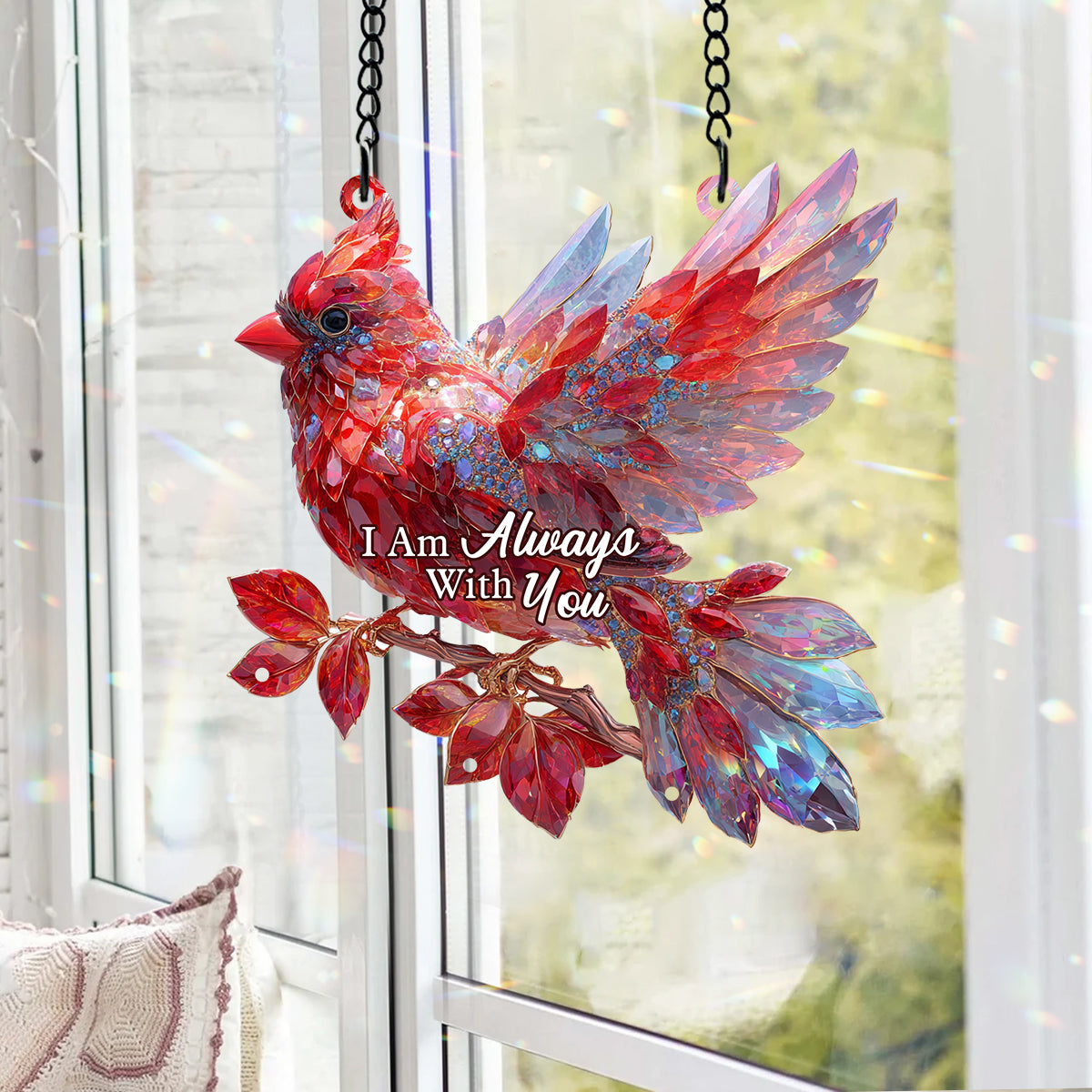 I Am Always With You - Personalized Memorial Window Hanging Suncatcher With Custom Charms