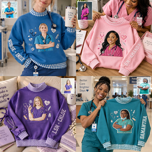 Any Photo Nurse Life - Personalized Nurse Mock Neck Sweatshirt