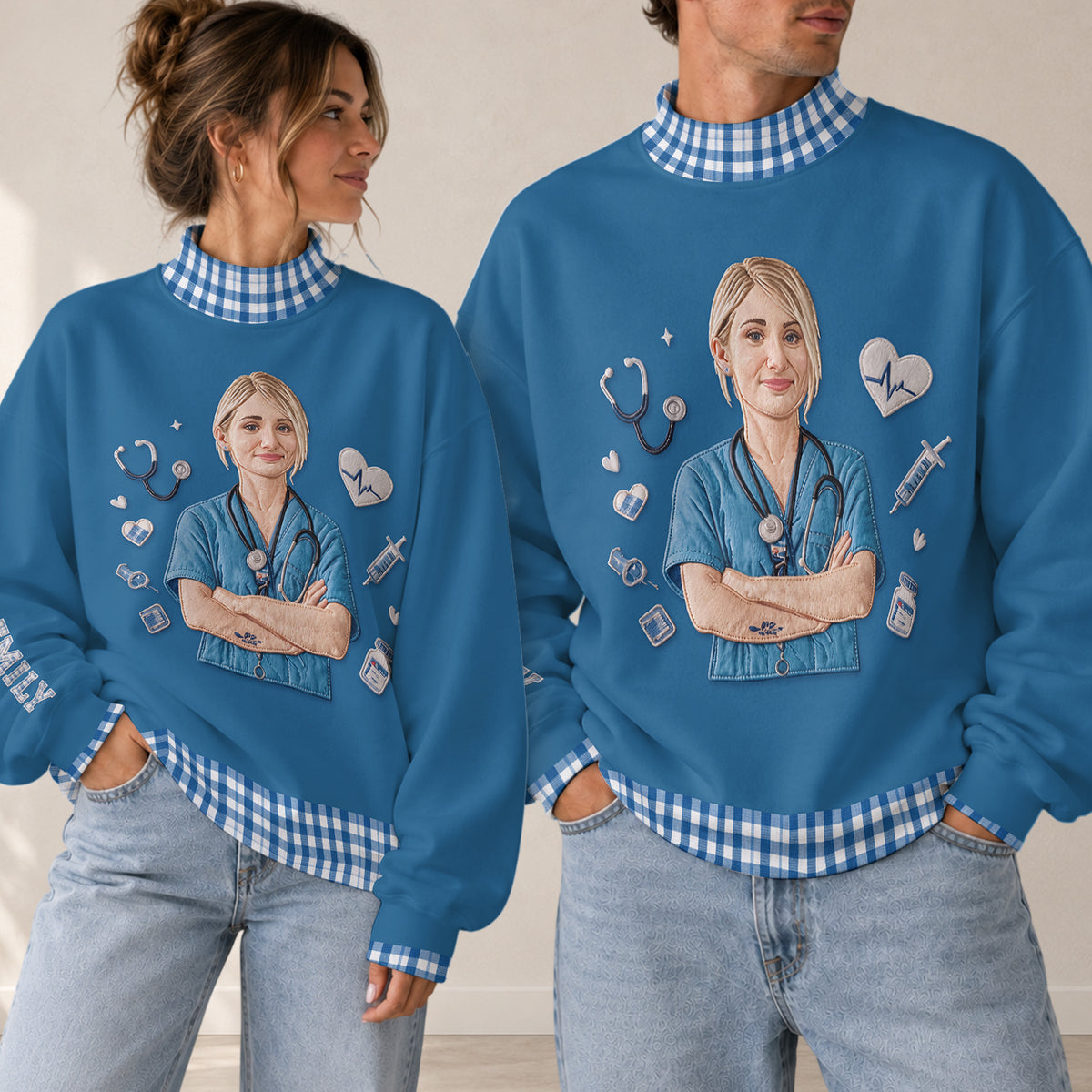 Any Photo Nurse Life - Personalized Nurse Mock Neck Sweatshirt