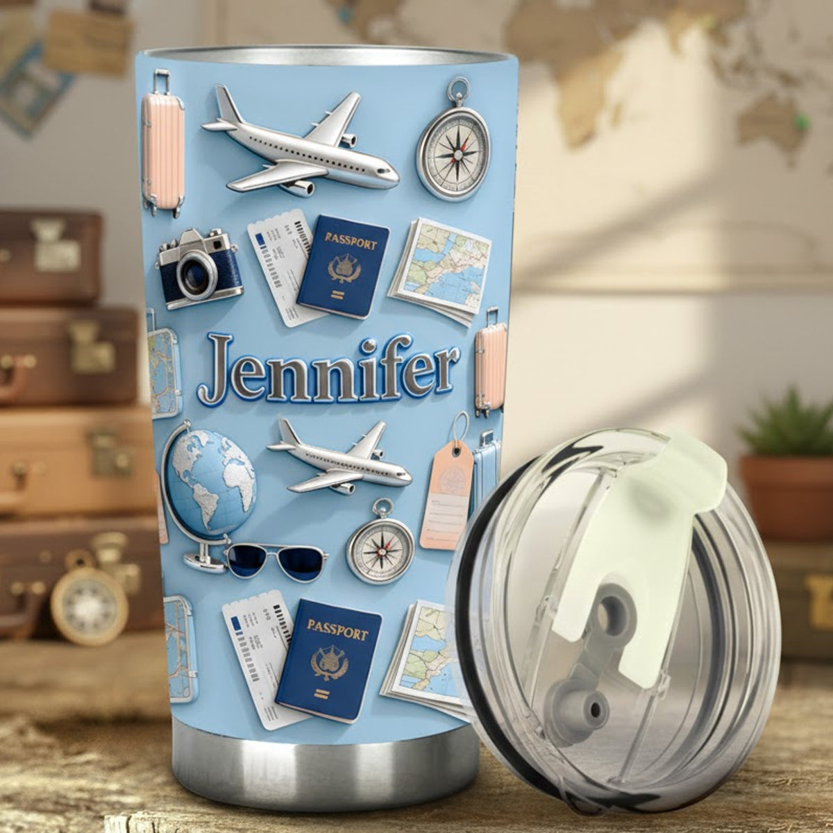 Just A Girl Who Loves Travveling - Personalized Travelling Tumbler