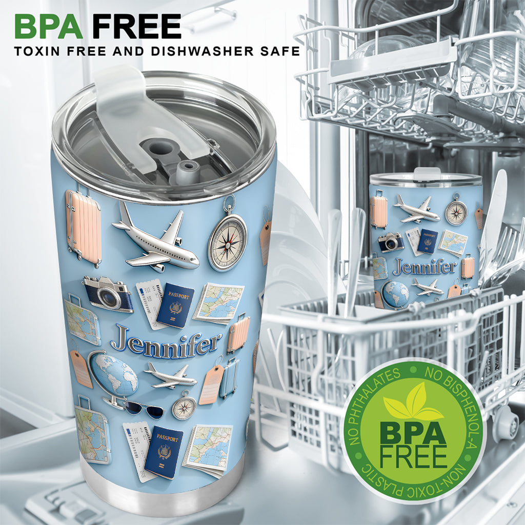 Just A Girl Who Loves Travveling - Personalized Travelling Tumbler