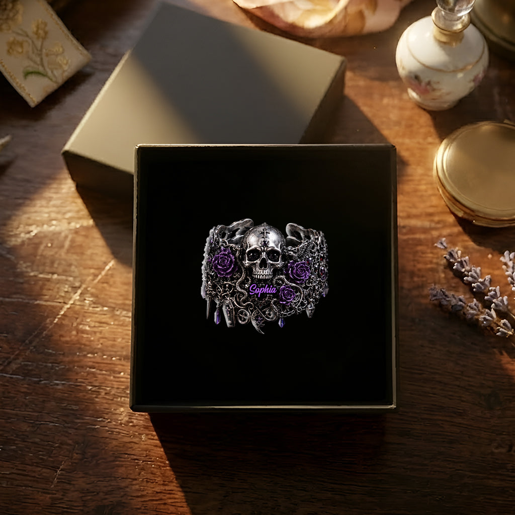 Skull And Roses - Personalized Skull Bracelet & Ring Set