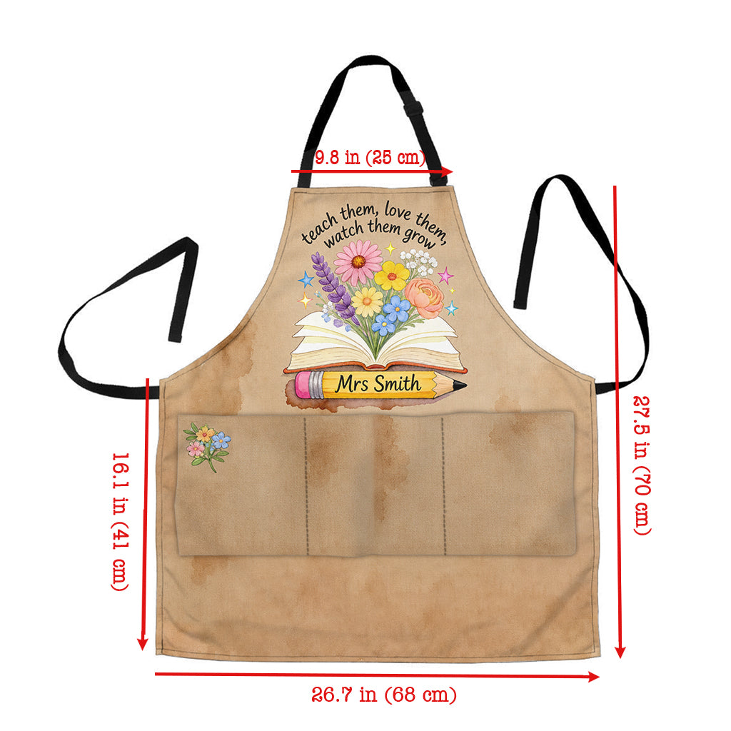 Teacher Gifts Boho Kraft - Personalized Teacher Apron With Pockets