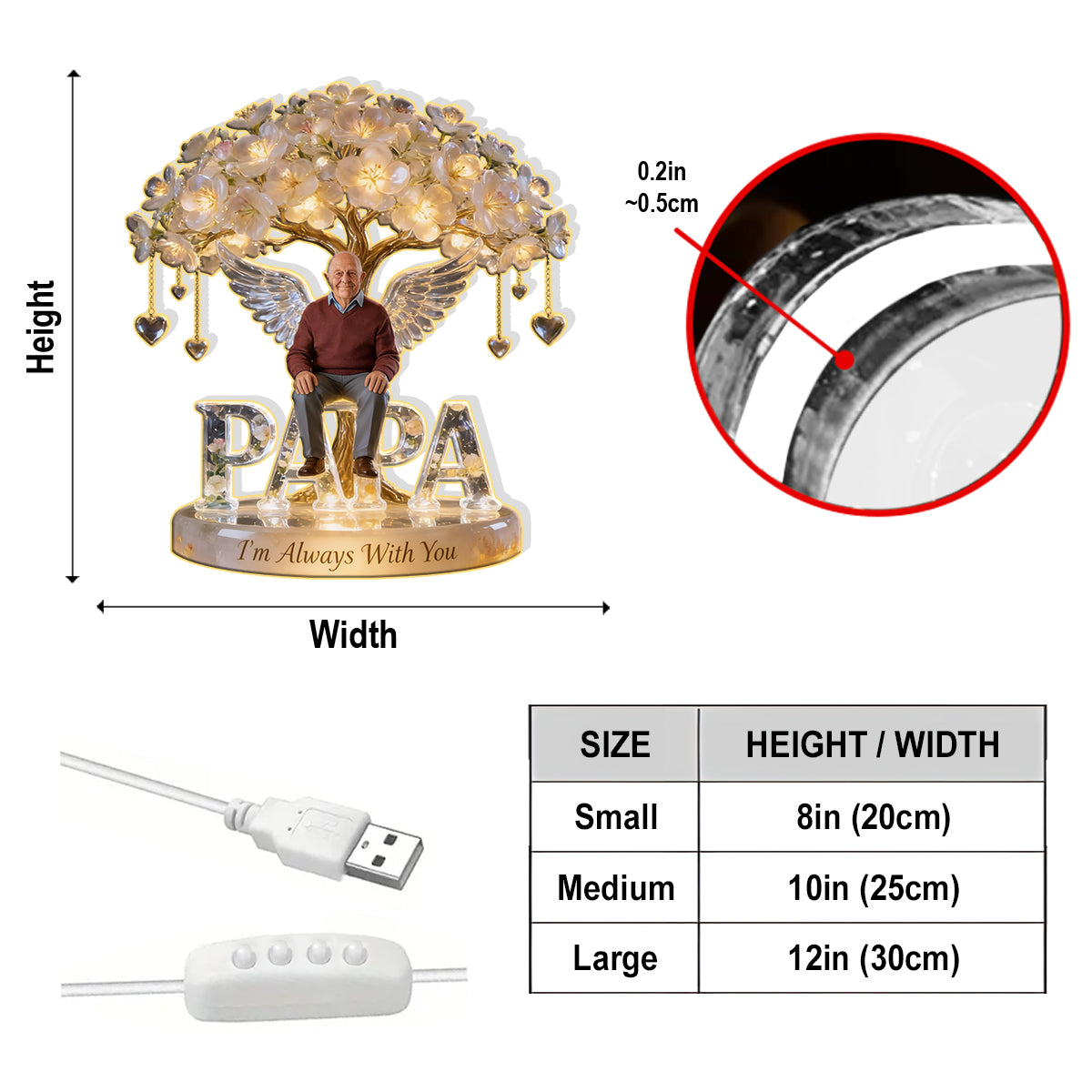 Custom Any Photo Forever Missed - Personalized Memorial Acrylic LED Night Light