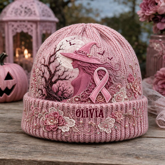 The Pink Witch - Personalized Breast Cancer Awareness Beanie Hat
