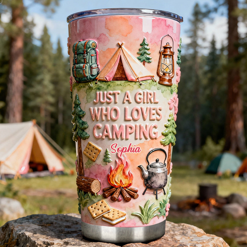 Just A Girl Who Loves Camping - Personalized Camping Tumbler