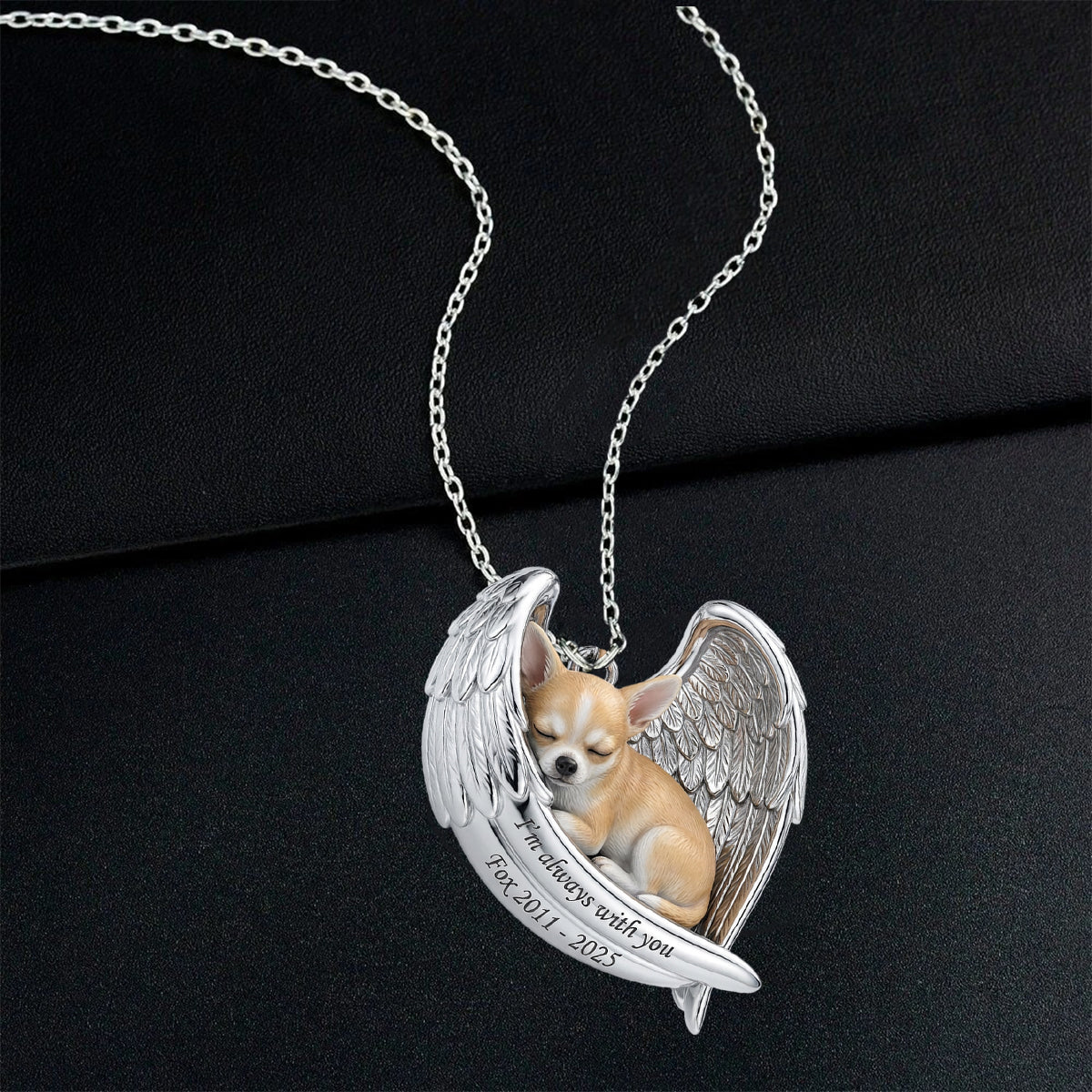 Angel Wings - Personalized Dog Shaped Metal Pendant Necklace