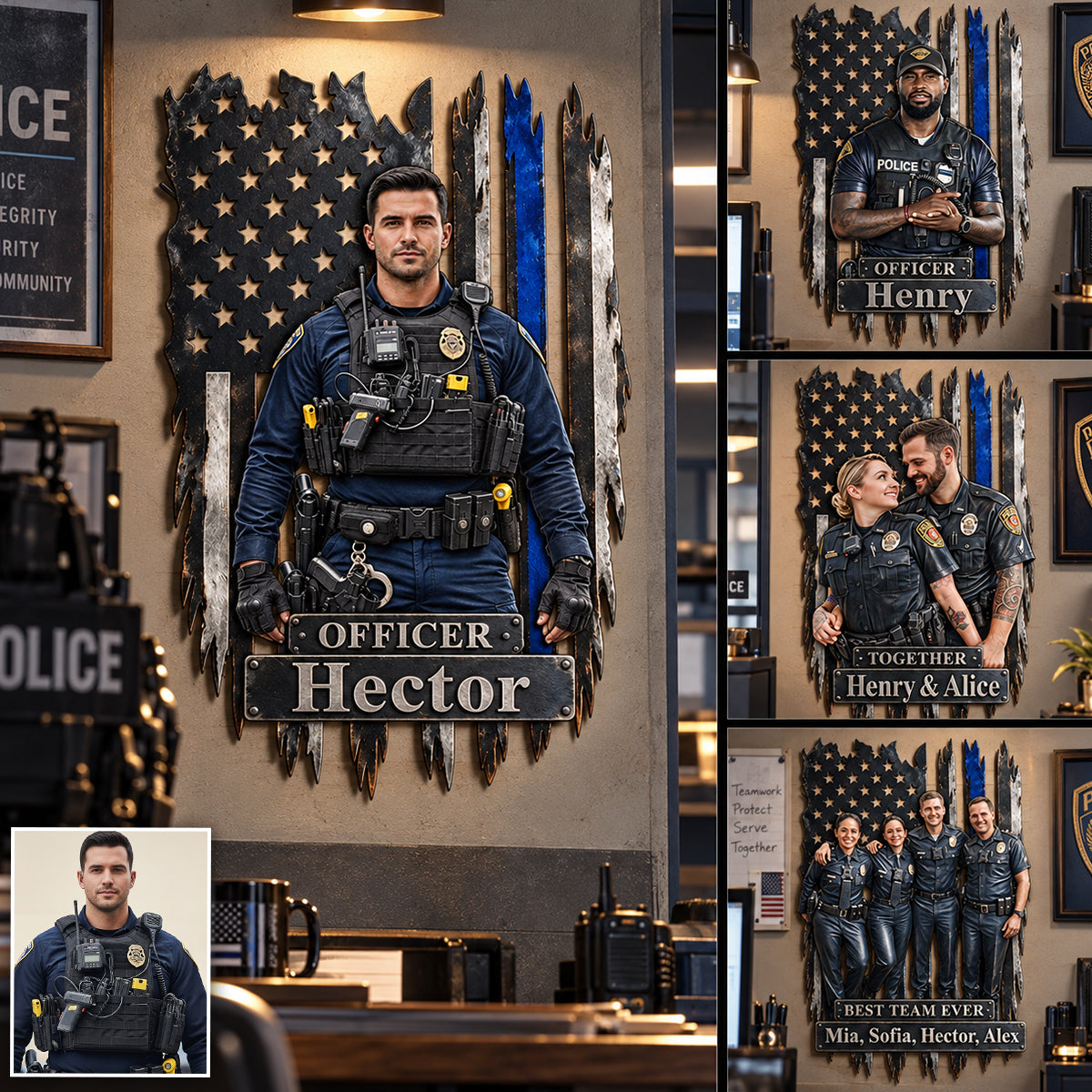 Proud Police Office Decoration - Personalized Police Officer 3D Printed Cut Metal Sign