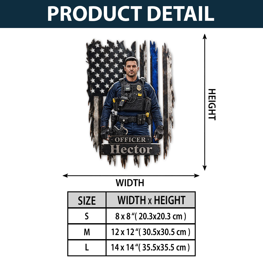 Proud Police Office Decoration - Personalized Police Officer 3D Printed Cut Metal Sign
