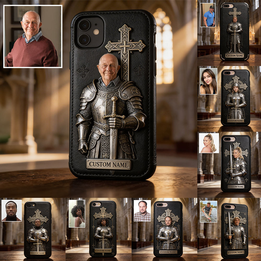 Knight Of God - Personalized Christian Leather Phone Case