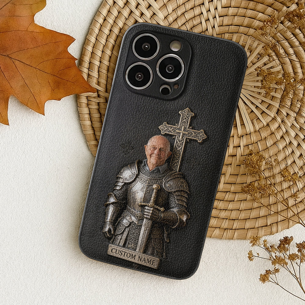 Knight Of God - Personalized Christian Leather Phone Case