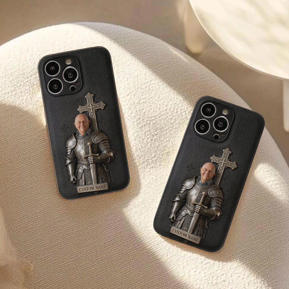 Knight Of God - Personalized Christian Leather Phone Case