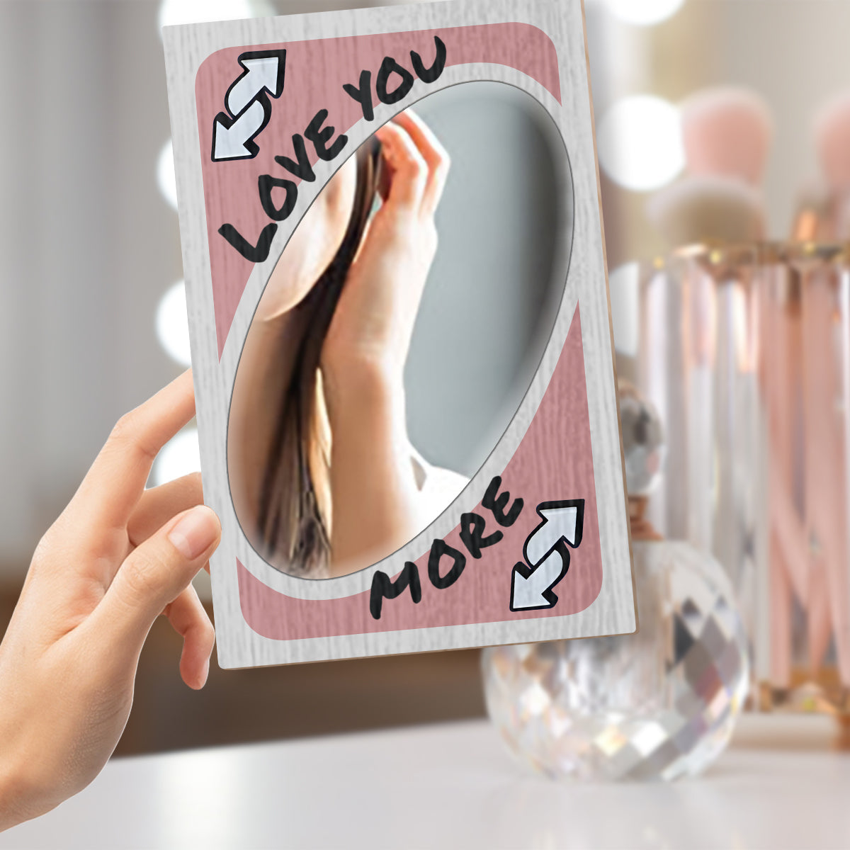 Love You More Reverse Card - Personalized Couple Wall Hanging Mirror
