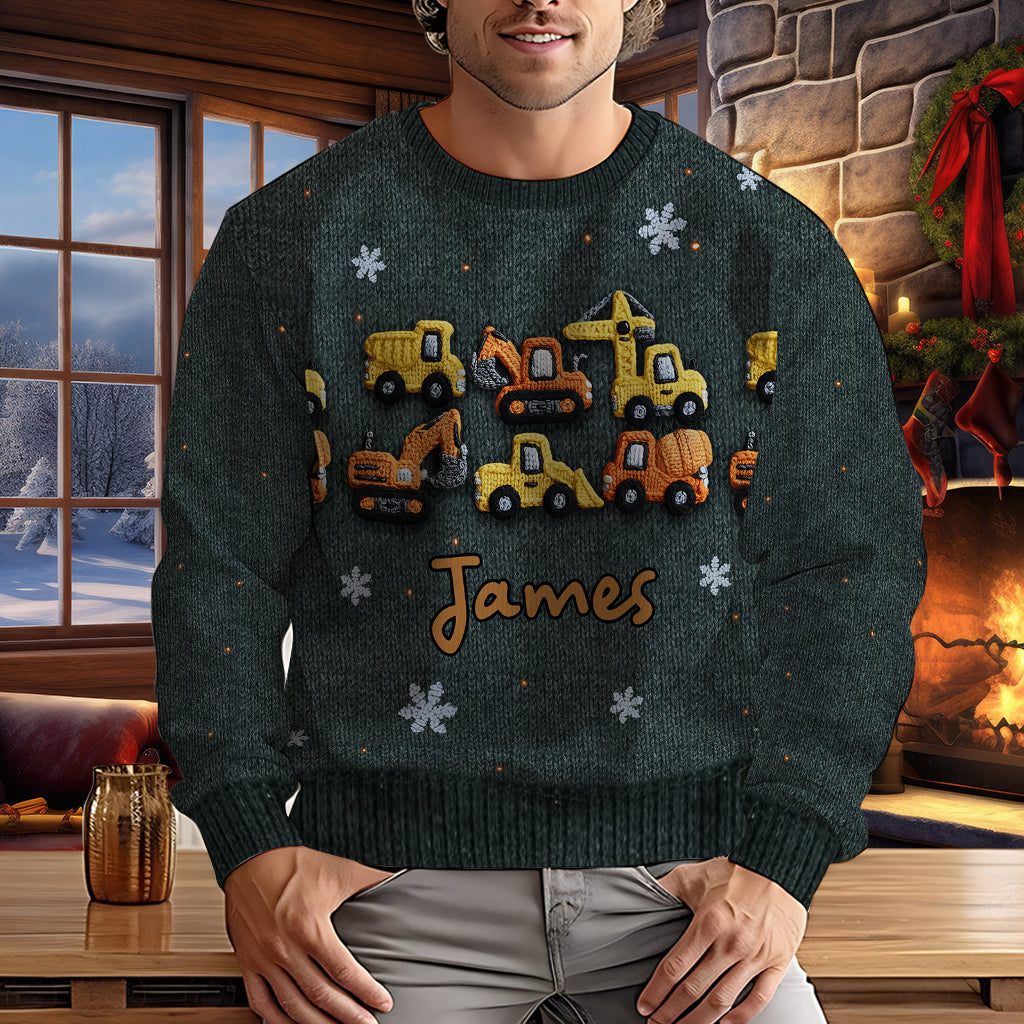 Construction Machines - Personalized Kid Ugly Sweater