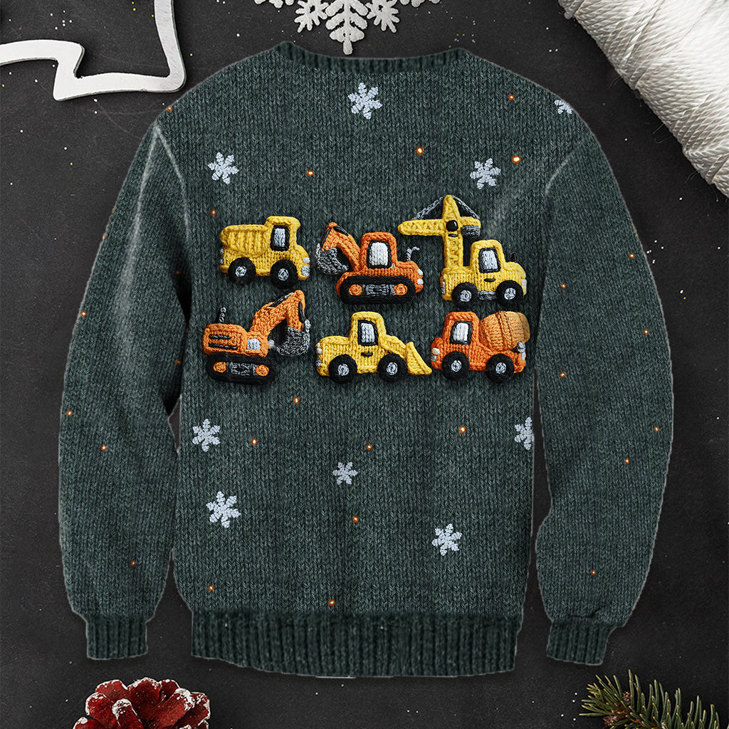 Construction Machines - Personalized Kid Ugly Sweater