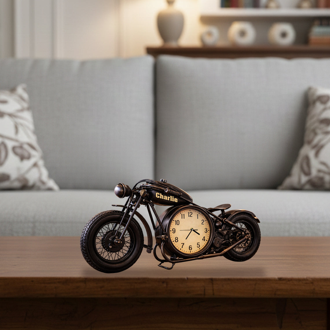 Motorcycle, Biker Gift - Personalized Biker Desk Clock Plaque