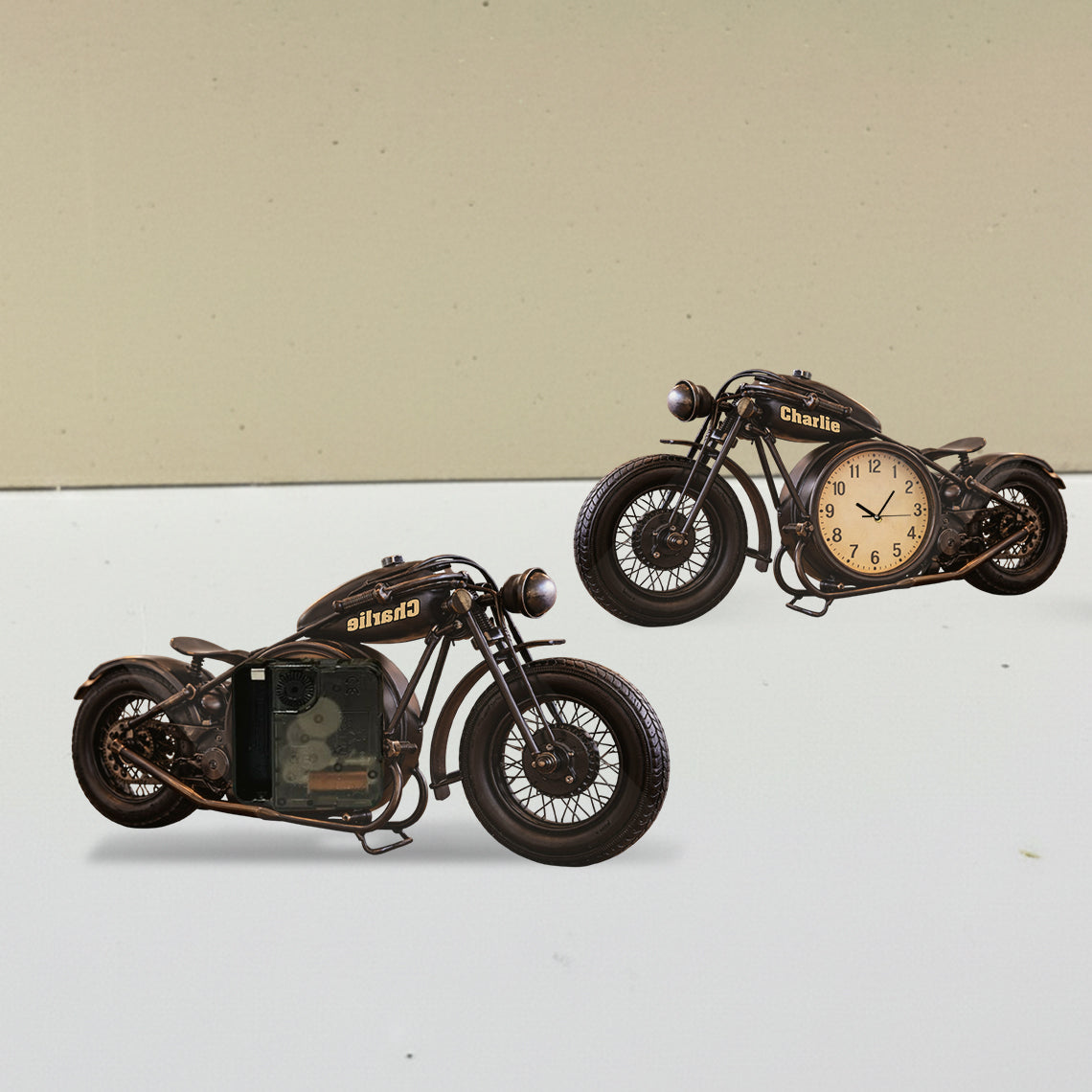 Motorcycle, Biker Gift - Personalized Biker Desk Clock Plaque