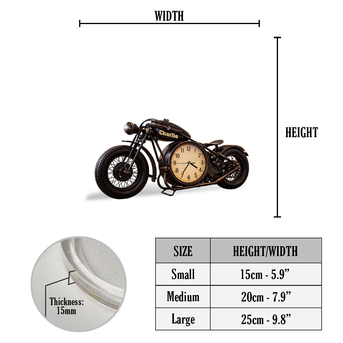 Motorcycle, Biker Gift - Personalized Biker Desk Clock Plaque