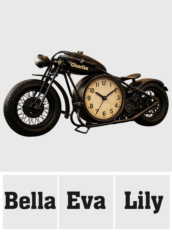 Motorcycle, Biker Gift - Personalized Biker Desk Clock Plaque