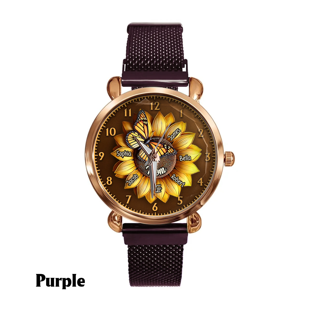 Sunflower Gift For Mom Grandma - Personalized Mother Women Hand Watch