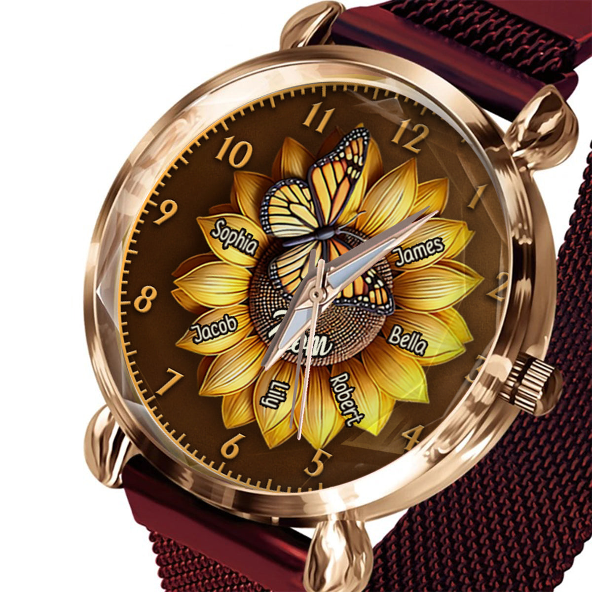 Sunflower Gift For Mom Grandma - Personalized Mother Women Hand Watch
