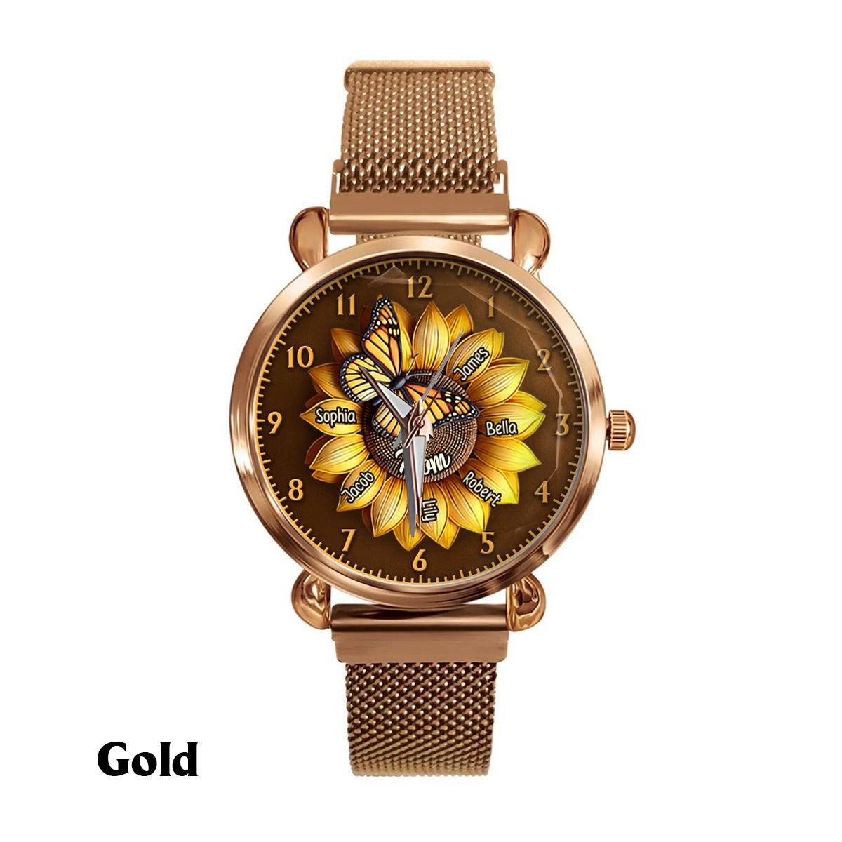 Sunflower Gift For Mom Grandma - Personalized Mother Women Hand Watch