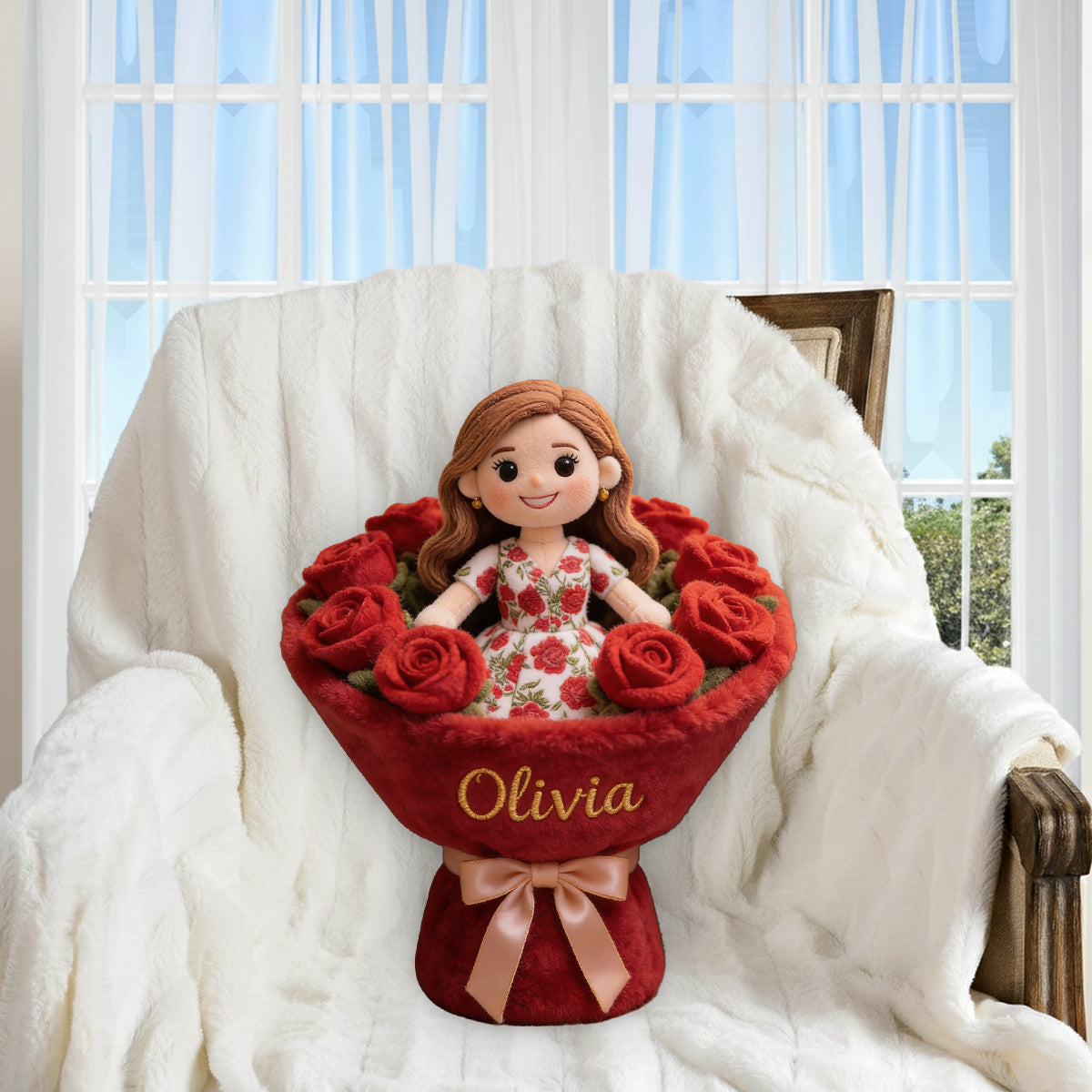 Birth Flower - Personalized Birth Month Flower Premium Faux Fur Pillow