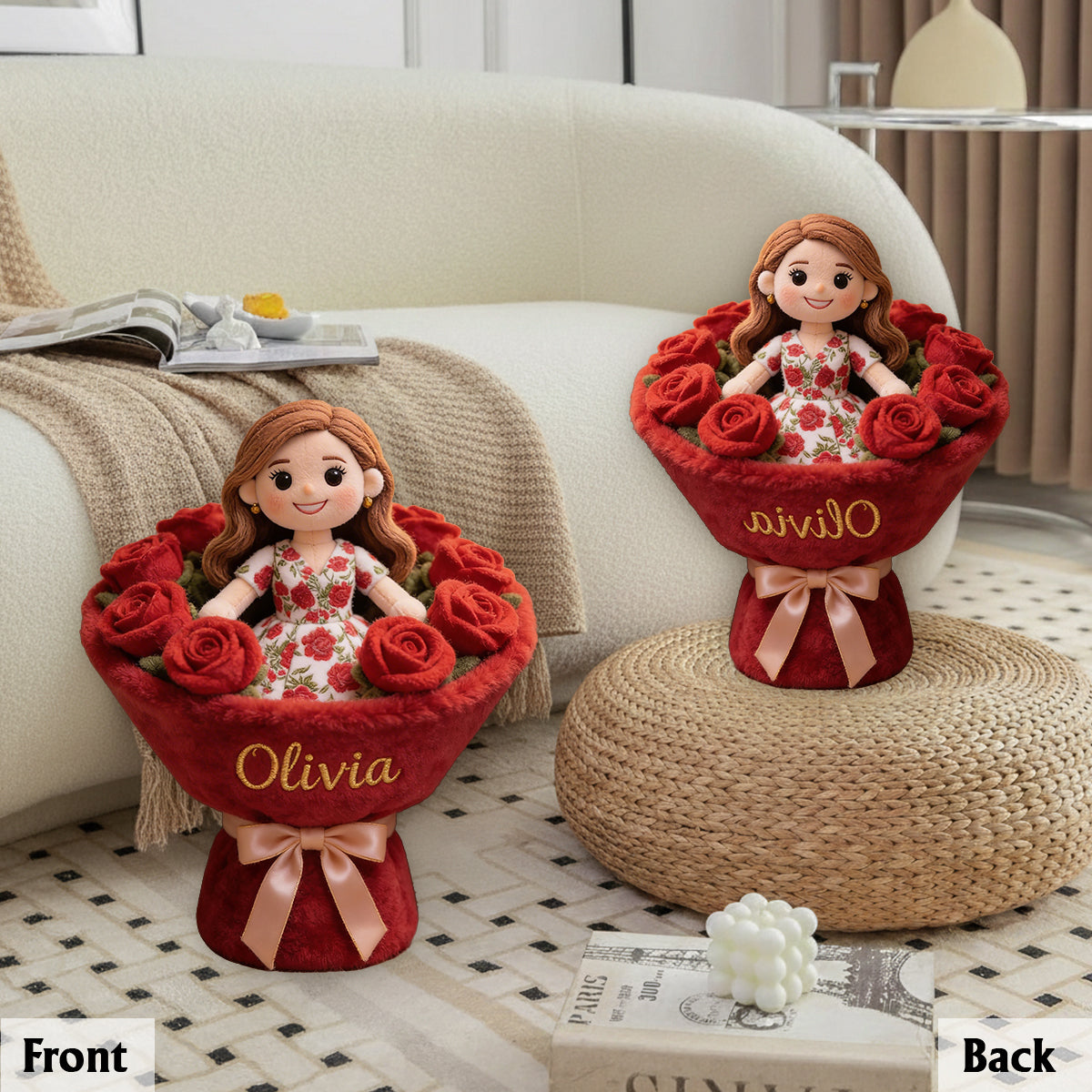 Birth Flower - Personalized Birth Month Flower Premium Faux Fur Pillow